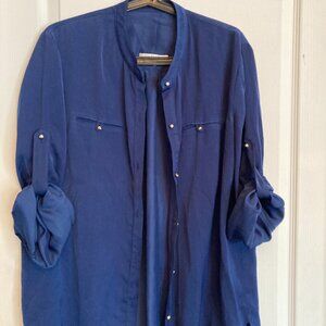 Guy Laroche Royal Blue Button‑Down Blouse – Elegant & Chic